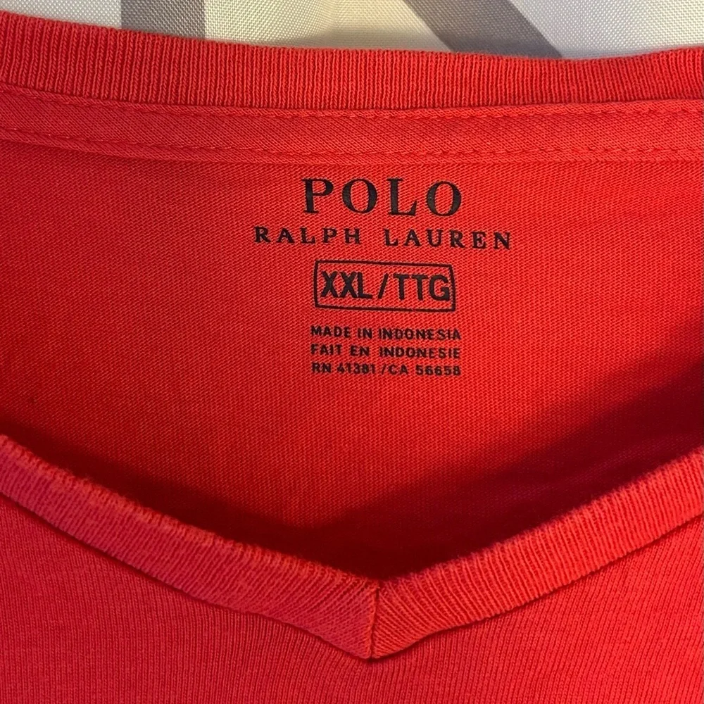 Polo by Ralph Lauren Men's Red Short Sleeve V-Neck Tee